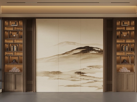 Wall New Chinese Background Wall Tea Room Background Wall Desk Background Wall