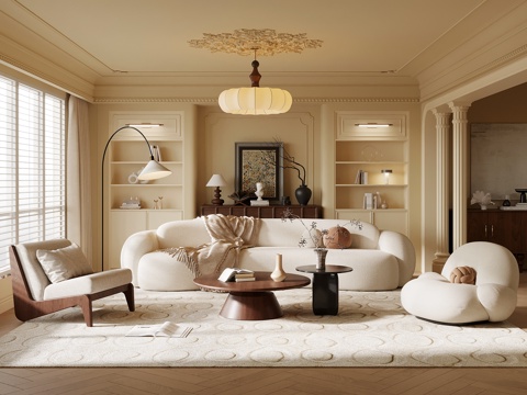 Living room French antique living room sofa coffee table combination ornaments