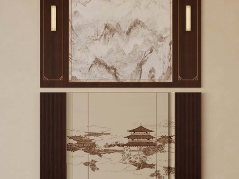 New Chinese Wall TV background wall Sofa background wall