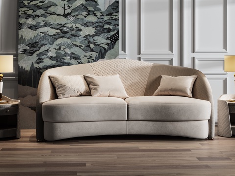 Simple European Curved Sofa Sofa Coffee Table Combination Fabric Sofa
