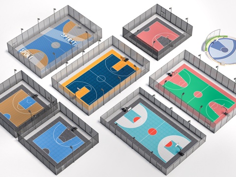 Modern basketball court basketball court combined sports field