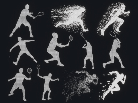 Modern sports figure silhouette sports people science and technology sports people LED interactive people sports
