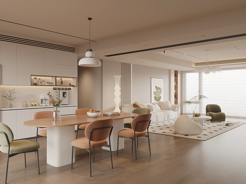 Modern Cream Style Living&Dining Room