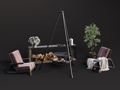 Modern Italian Outdoor Leisure Table and Chair Outdoor Bonfire Outdoor Fibrazier