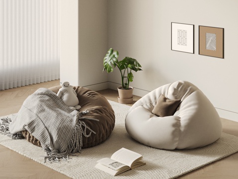 Modern Cream Style Beanbag Combination Nordic Single Sofa Casual Sofa Bean Bag Sofa