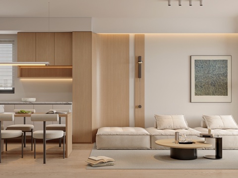 Cream Style Log Living&Dining Room