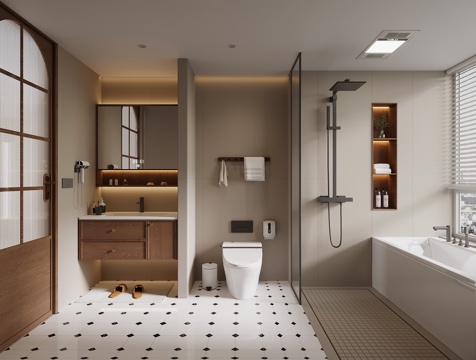 01 Mid-century Style Toilet Bathroom Cabinet Toilet