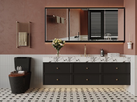 02 Toilet French Bathroom Bathroom Cabinet Toilet Towel Rack