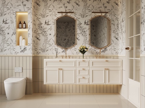 06 Toilet French Cream Style Toilet Bathroom Cabinet Toilet