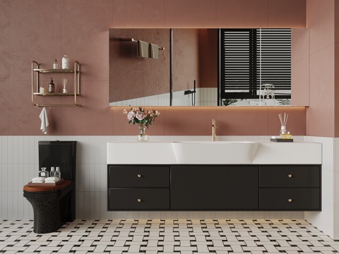 03 Toilet French Bathroom Bathroom Cabinet Toilet Towel Rack