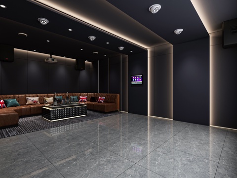 Modern AV Room Basement AV Room Card Sitting Sofa Wine Cabinet