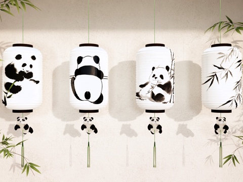 New Chinese Lantern Antique Lantern Panda Decorative Lantern National Tide Lantern Panda Theme Lantern