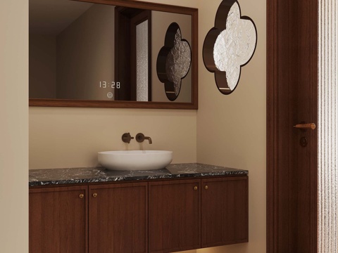 24 Mid-century Style Toilet Dry Area Bathroom Cabinet Washstand
