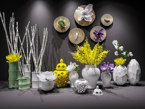 Modern Jewelry Ornaments Ornaments Combination Vase Flower Ceramic Ware