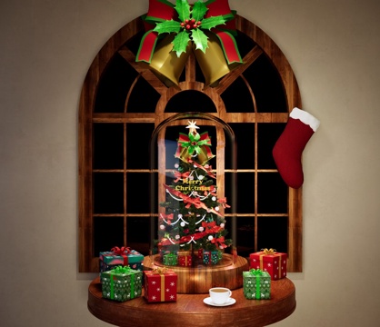 Modern Ornaments Combination Christmas Tree Glass Cover Christmas Decoration Ornaments Holiday Atmosphere Decoration Glass