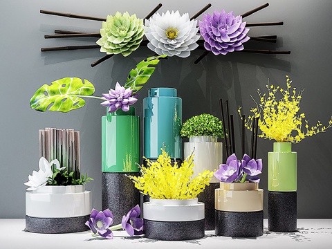 Modern Jewelry Ornaments Ornaments Combination Vase Flower Ceramic Ware