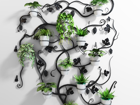 Modern Bonsai Green Plant Potted Plant Wall