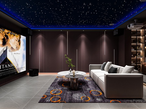 Modern AV Room AV Room Multi-person Sofa Wine Cabinet Star Top Audio