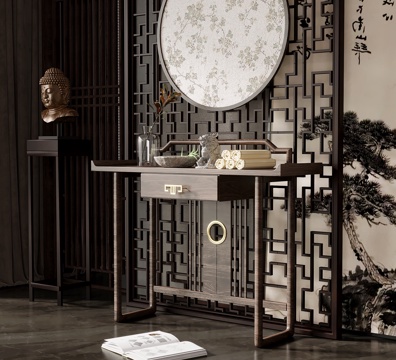13 End View Cabinet Neo-Chinese Style Entrance Cabinet End View Cabinet
