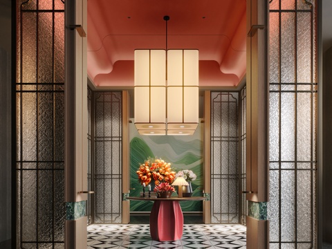 Modern Hall Hotel Hall Club Hall Floriculture Table Combination Screen Partition