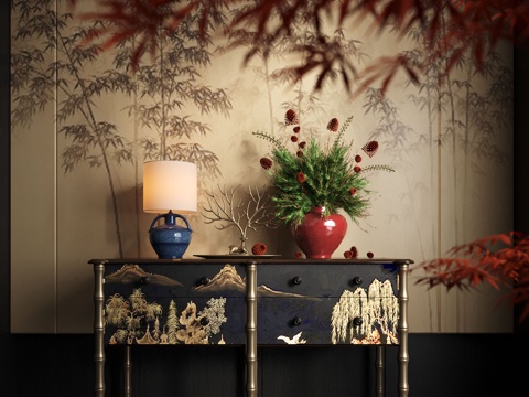 Modern end view table end view cabinet floral potted plant entrance table floral setting table