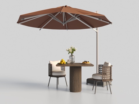 Modern outdoor table and chair ornaments flower fruit umbrellas