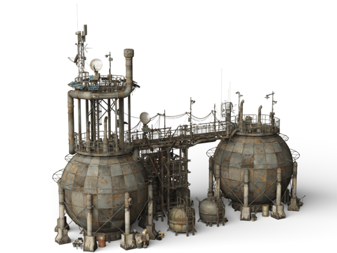 Pole Slum Building Waste Soil Style Retro Style Future Doomsday Style Survival Style