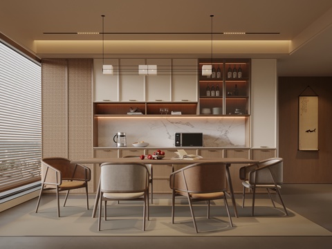 New Chinese DiningRoom Song Restaurant Dining Table and Chair Wine Cabinet