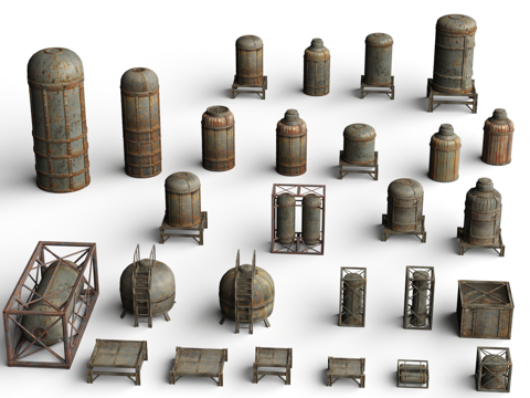 Industrial Building Chemical Bucket Slum Building Waste Soil Style Retro Style Future Doomsday Wind