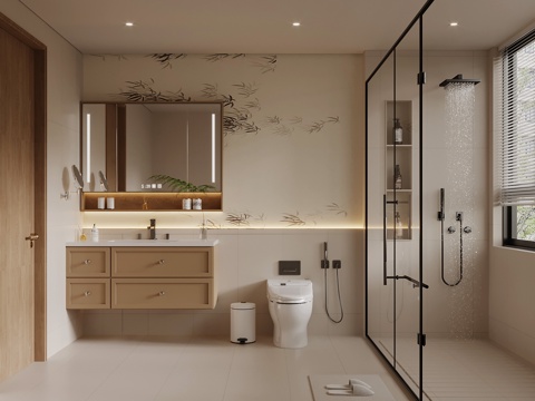 New Chinese Toilet Bathroom Cabinet Toilet Shower