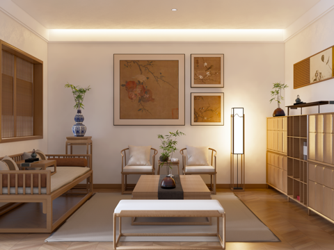 Song aesthetic Chinese Living&Dining Room