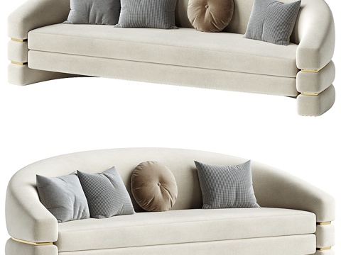 Modern Affordable Luxury Style Cream Style Arc Fabric Casual Sofa