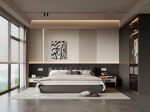 Bedroom Italian Minimalist Bedroom Master Bedroom Double Bed Wardrobe