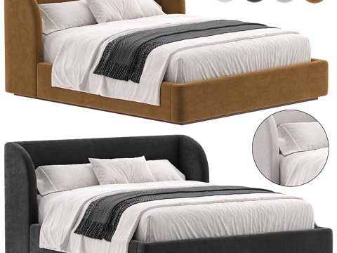 Modern Italian Cream Style Fabric Double Bed