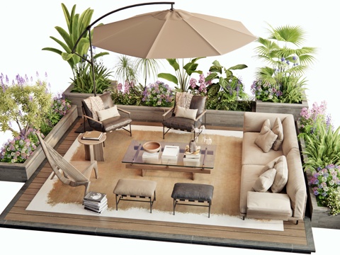 Modern Outdoor Sofa Patio Sofa Flower Pool Flower Plant Plant Combination Shrub