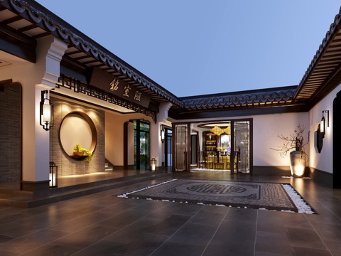 New Chinese-style Villa Courtyard