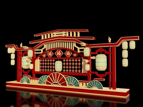 Neo-Chinese Style Art Display Guofeng Stage Outdoor Decoration Card Device Film and TV Props Shopping Mall Meichen