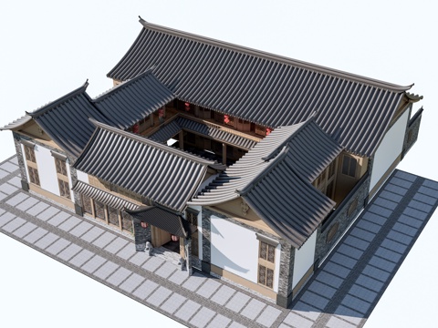 Chinese courtyard building Chinese courtyard Chinese slope roof building Chinese courtyard
