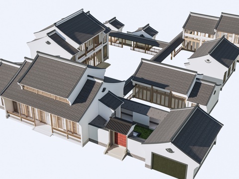 Chinese courtyard building Chinese courtyard Chinese slope roof building Chinese courtyard