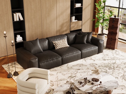 Middle Ancient Sofa Combination Living Room Sofa Coffee Table Combination Mid-century Style Living Room Middle Ancient Style Multi-Person Sofa