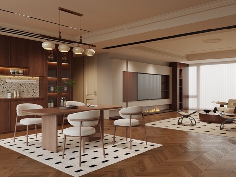 Middle-style guest dining room living room dining room TV Wall