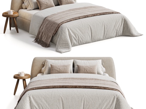 BOCA Modern Double Bed Cream Style Double Bed Nordic Double Bed Fabric Bedside