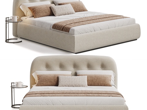 Modern Cream Style Double Bed Nordic Double Bed Cream Style Fabric Double Bed Chenille Fabric