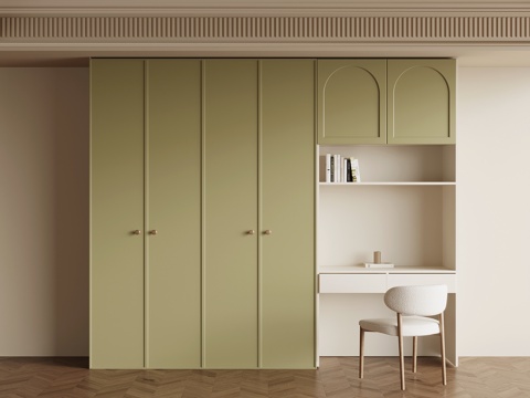 Modern Cream Style Wardrobe Dressing Table Integrated Cabinet