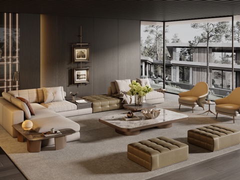 Minotti Miloti Modern Living Room Miloti Sofa Combination