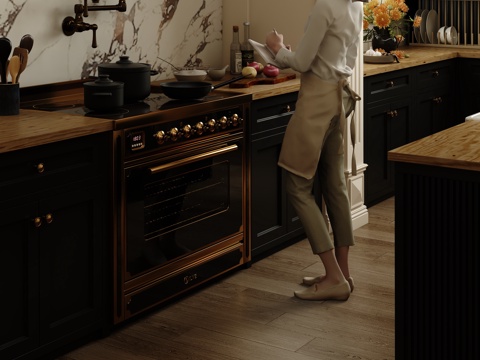 Black Gold Nanyang Style Kitchen American Style Classical Kitchen