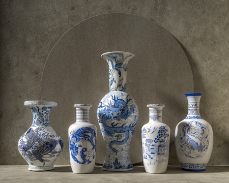 Neo-Chinese Style Blue and White Porcelain Vase Blue and White Porcelain Vase Ornaments