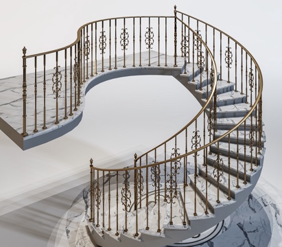 Nordic Stair Iron Metal Guardrail Rotating Stair Escalator