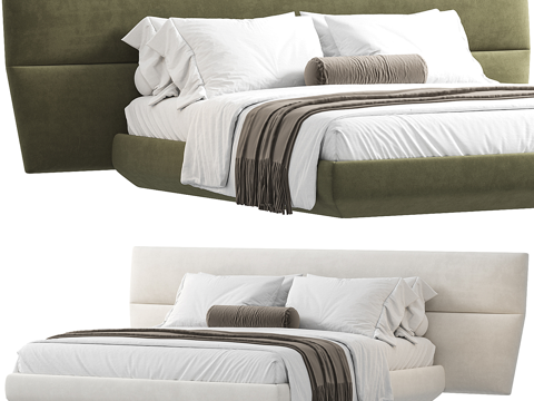 Modern Italian Cream Style Fabric Double Bed
