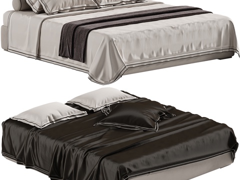 Modern Italian Affordable Luxury Style Silk Fabric Double Bed